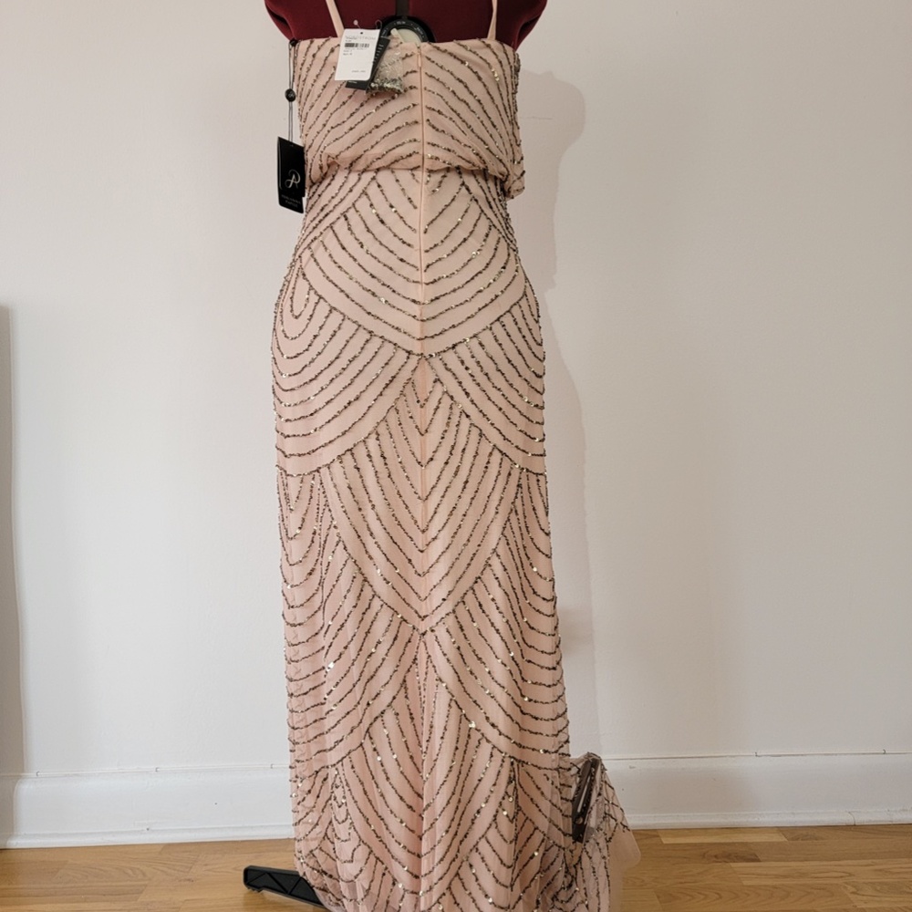 Adrianna Papell light pink beaded spaghetti strap gown - Picture 8 of 8